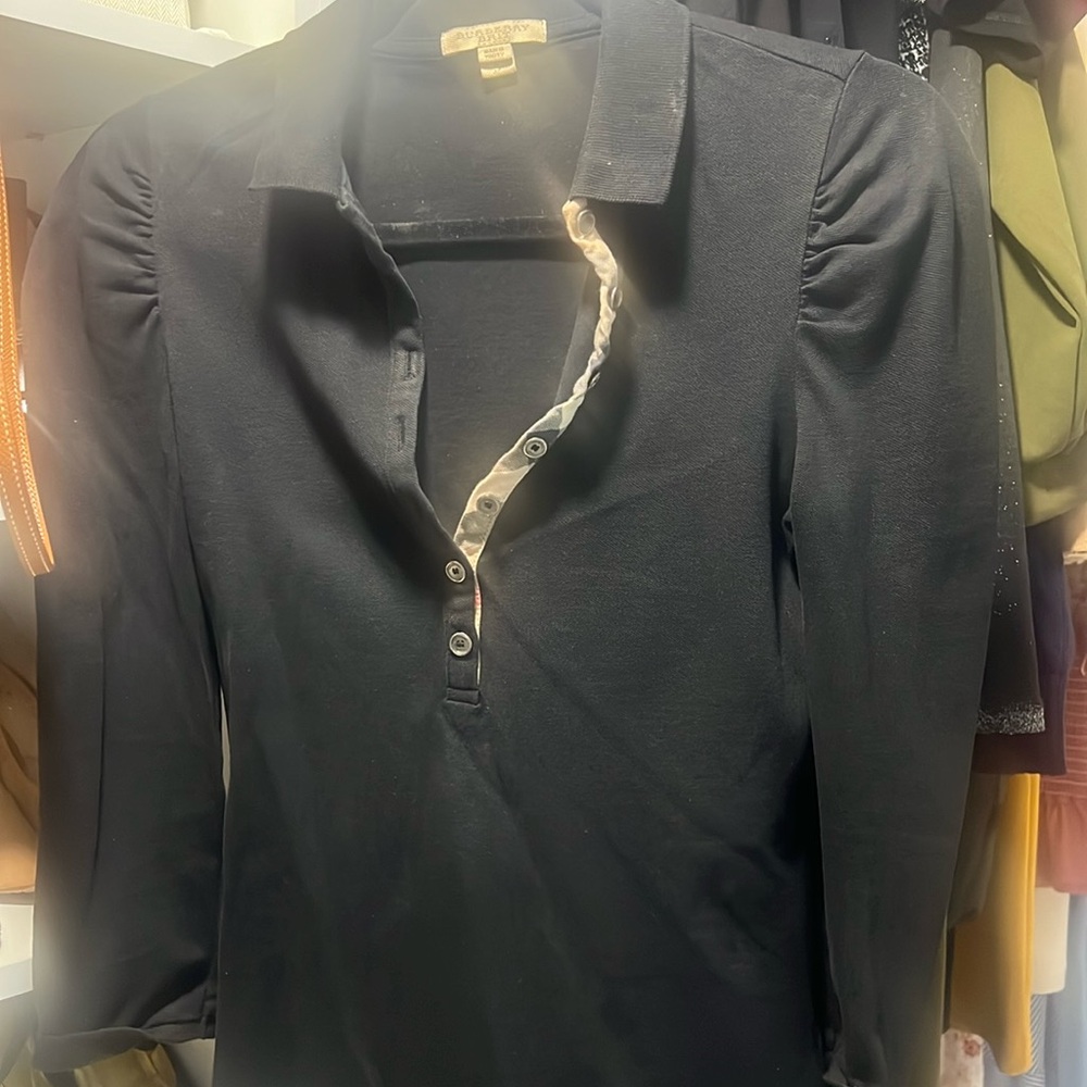 Burberry long sleeve black Polo